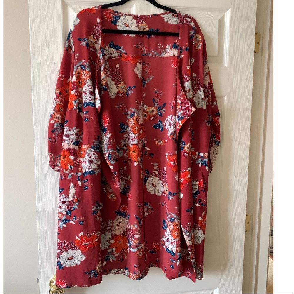 3X floral kimono